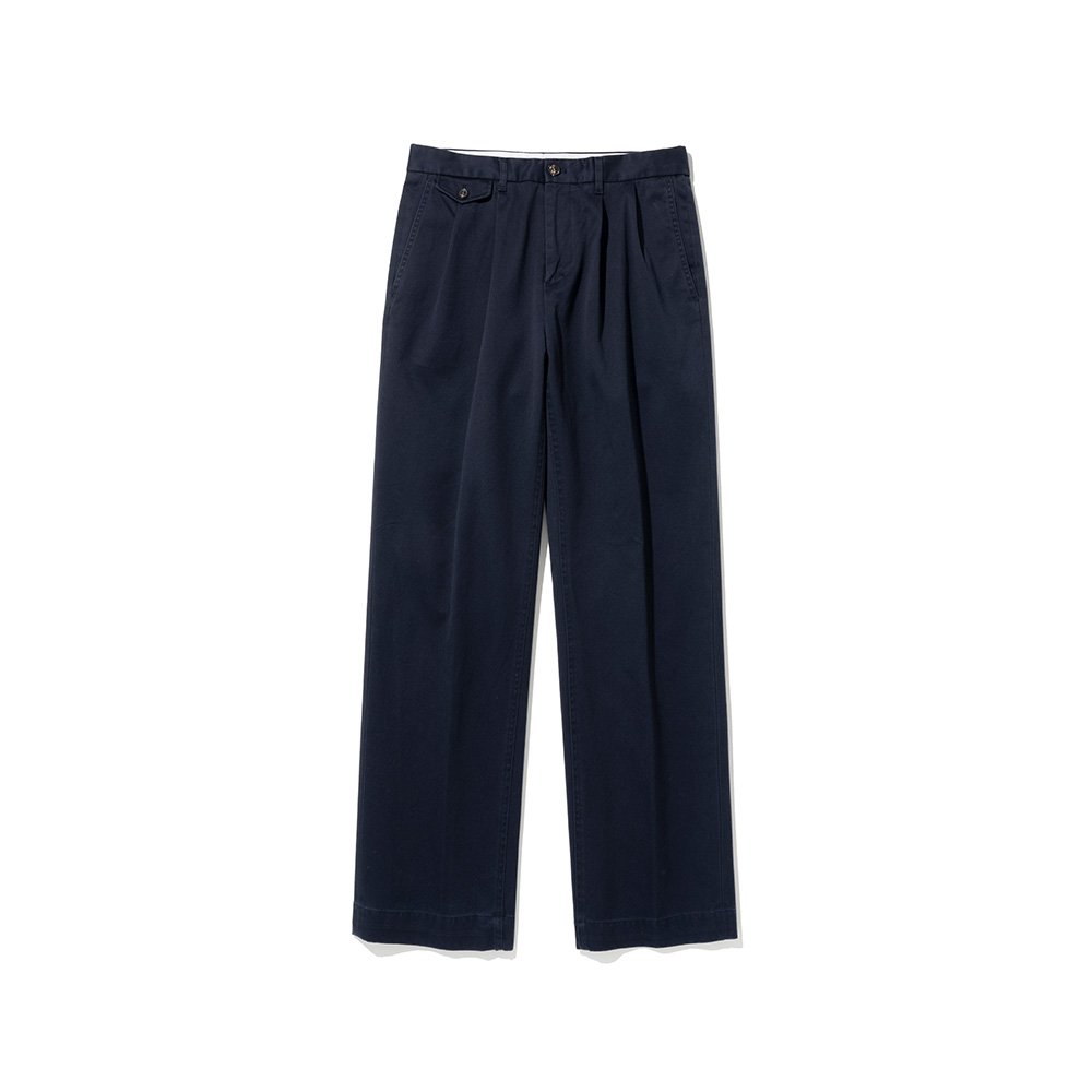 Garment Washed Two Tuck Trousers [Navy]