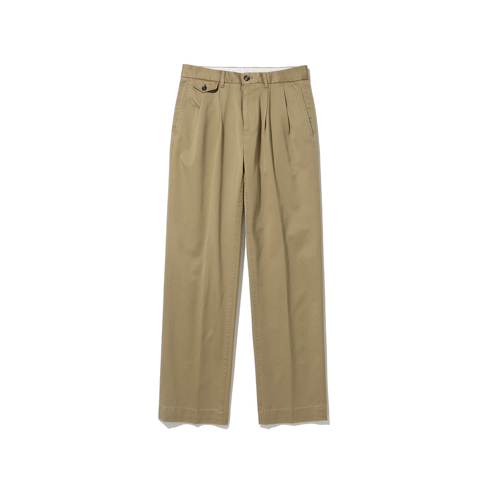 Garment Washed Two Tuck Trousers [Beige]