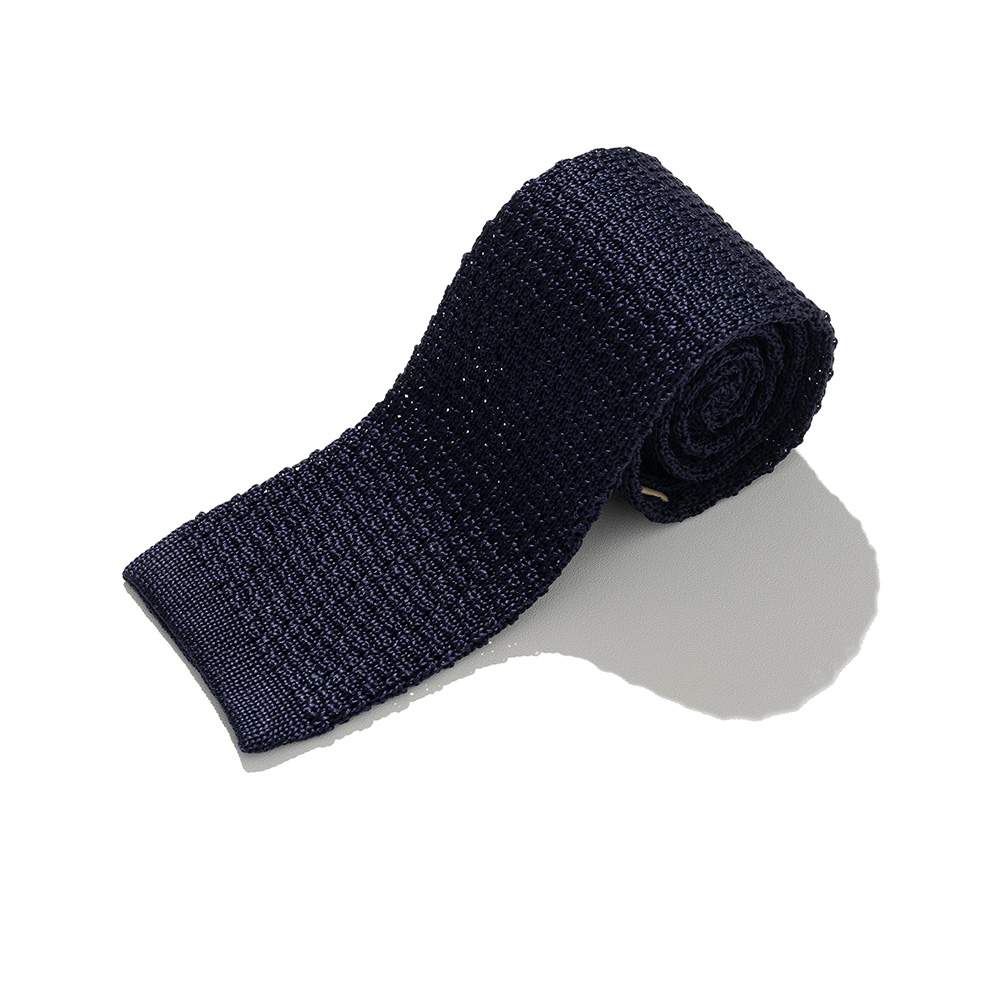 Solid Knitted Tie [Navy]