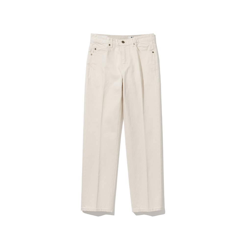 Tailored Straight Denim Pants [Cream]
