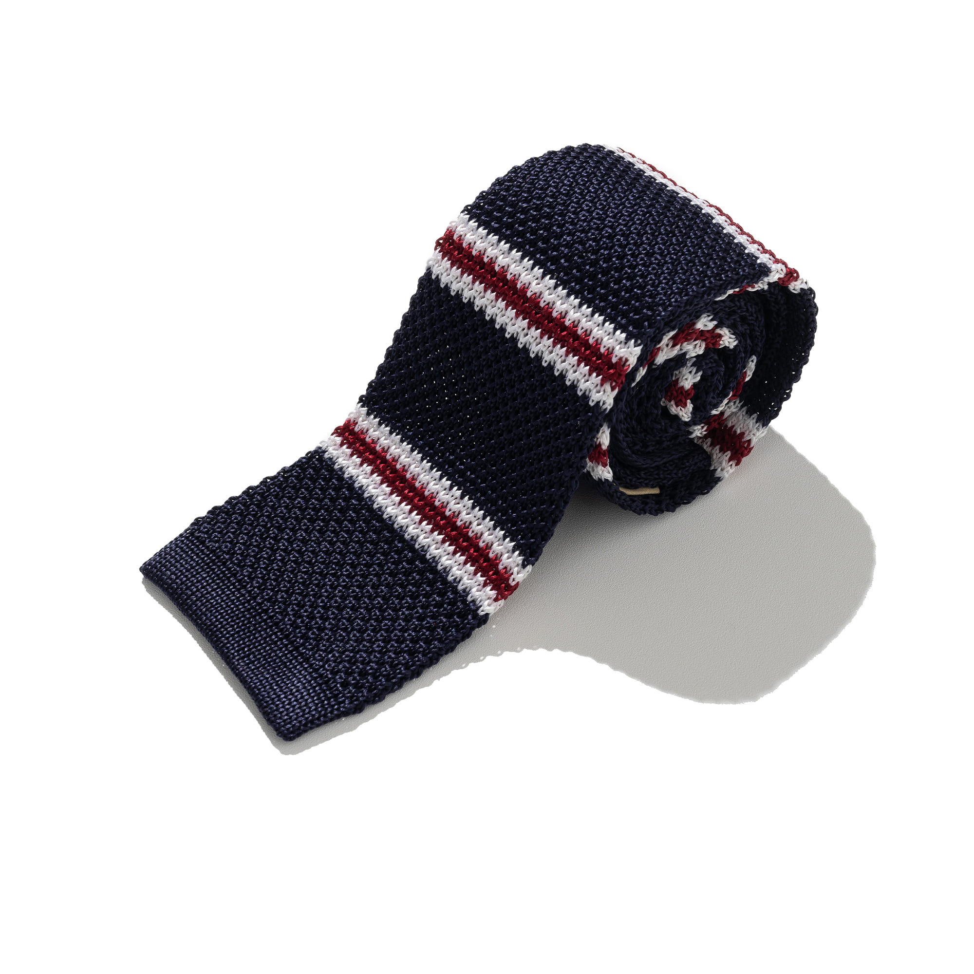 Stripe Knitted Tie [Navy Maroon]