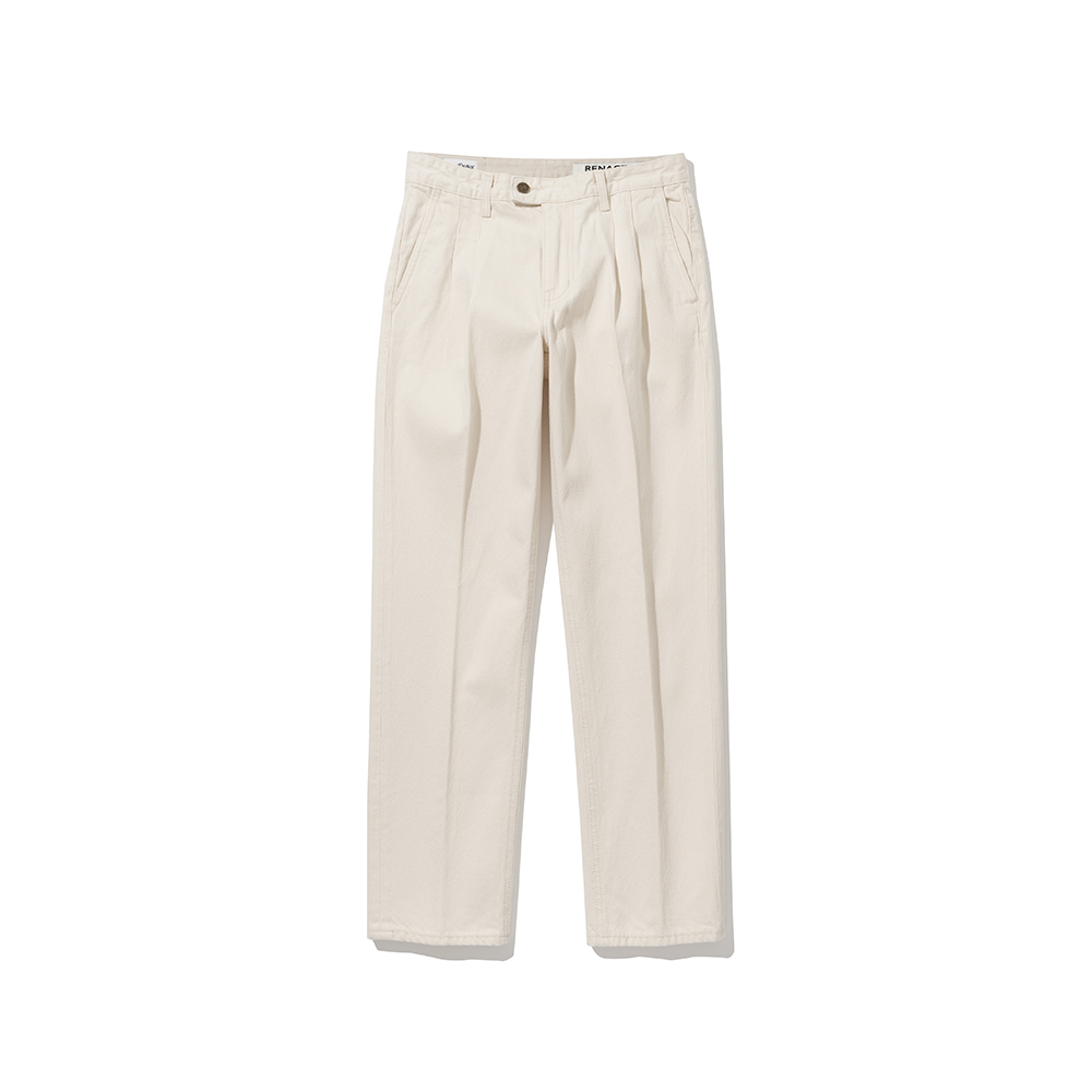 Tailored Straight Two Tuck Denim Pants [Cream]
