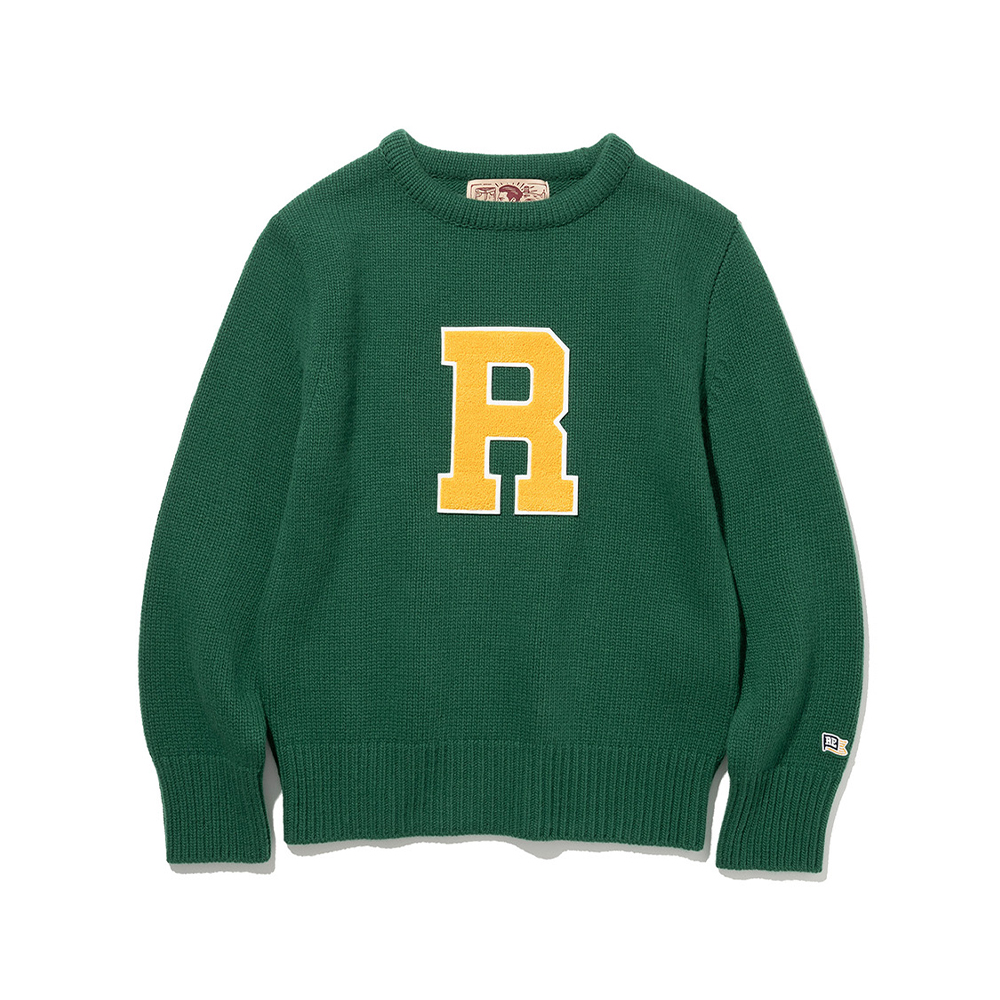 Boat Neck Letterman Sweater [Green]