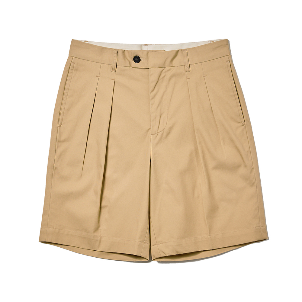 COMA Cotton Tailored Two Tuck Shorts [Beige]